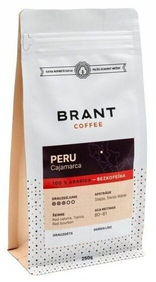 Peru Cajamarca bezkofeīna kafija 250g